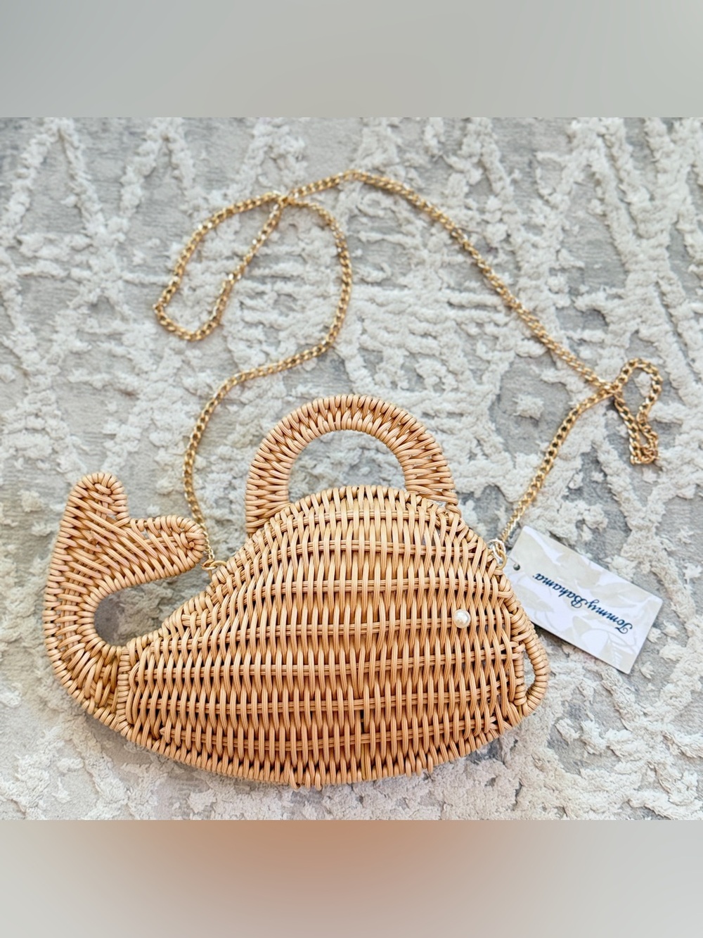 Tommy Bahama Whale Crossbody Bag - Natural Woven Rattan